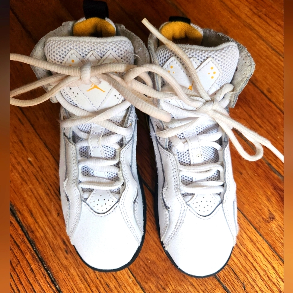 Nike Jordan's Kids White and Yellow Sneakers EUC